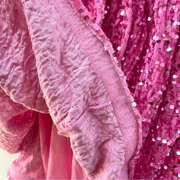 Faeriesty One Shoulder Sleeveless Pink Sequin Cocktail Dress, Women's Medium - Picture 10 of 13